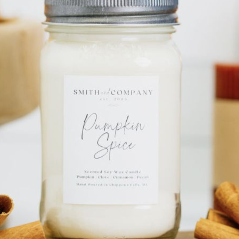 Large Mason Jar Candle - Smith & Co. Candles - Pumpkin Spice