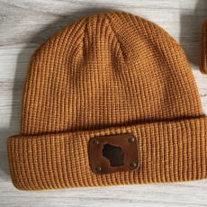 Blu Mountain Co. Wisconsin Leather Patch Beanie Mustard