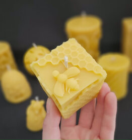 Beeswax Candle - Square Honeycomb with Bee