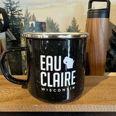 Volume One Black and White Eau Claire Enamel Mug