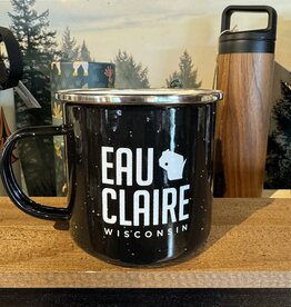 Volume One Black and White Eau Claire Enamel Mug