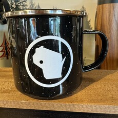 Volume One Black and White Eau Claire Enamel Mug