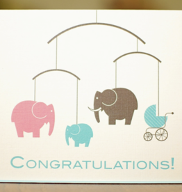 Man vs. George Designs Elephant Family Mobile New Baby Card