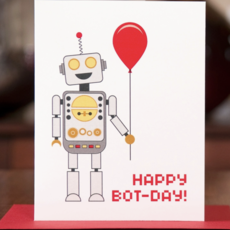 Man vs. George Designs Happy Bot-Day Robot Birthday Card