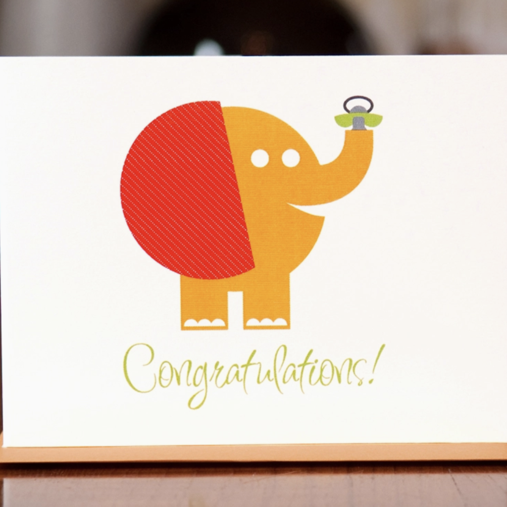 Man vs. George Designs Pachyderm Pacifier New Baby Card