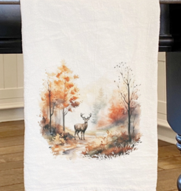 Watercolor Fall Forest and Deer Towel