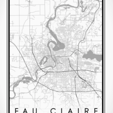 Volume One Eau Claire B&W Map Print (Portrait)
