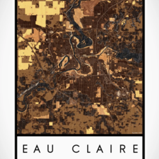Volume One Eau Claire Map Print (Ember) - Portrait