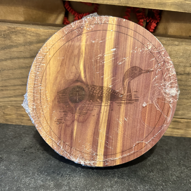 Woodchuck Wood Round Coaster Set - Loon (Cedar)