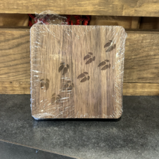 Woodchuck Wood Square Coaster Set - Deer Tracks (Walnut)