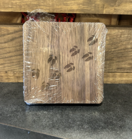 Woodchuck Wood Square Coaster Set - Deer Tracks (Walnut)