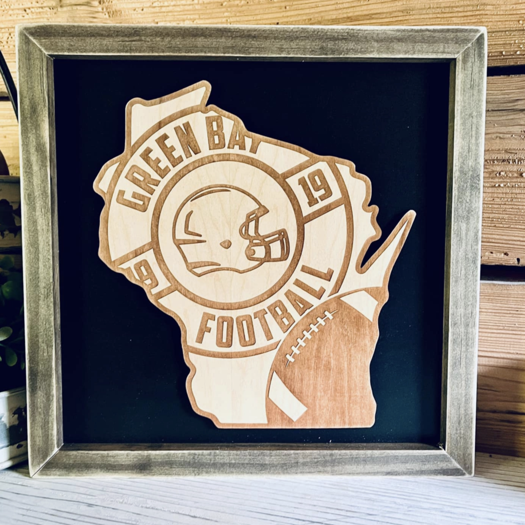 The Farmer's Wife Wisconsin Packers Wood Sign - Black Background