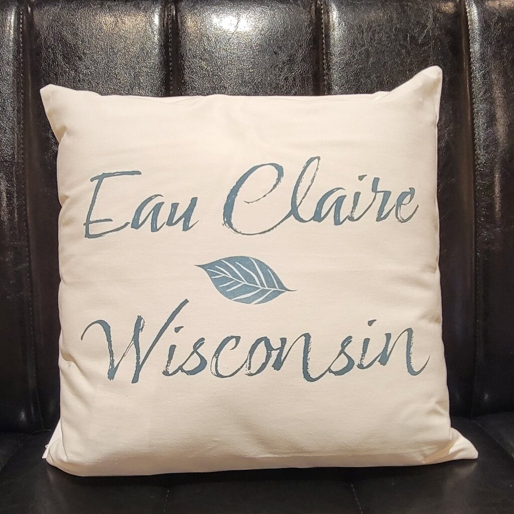Eau Claire Wisconsin Leaf Pillow