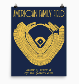 Stadium Prints by BTB Milwaukee Brewers American Family Field Stadium Print Team Colors 8x10