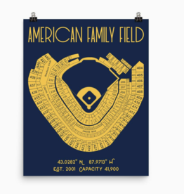 Milwaukee Brewers American Family Field Stadium Print Team Colors 18x24