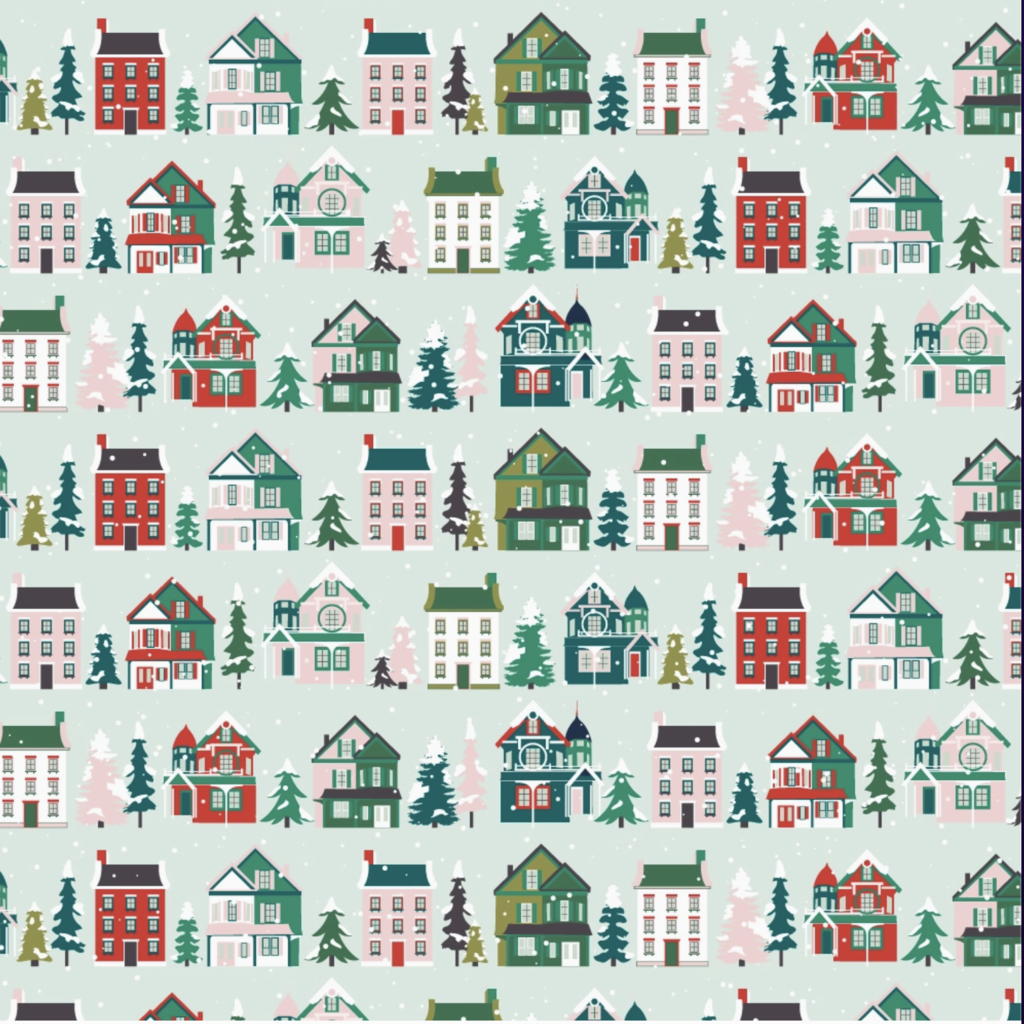 Revel & Co. Holiday Wrapping Paper Roll - Classic Christmas Houses