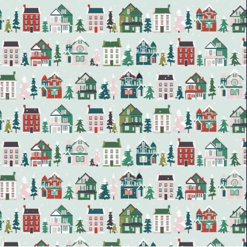 Revel & Co. Holiday Wrapping Paper Roll - Classic Christmas Houses