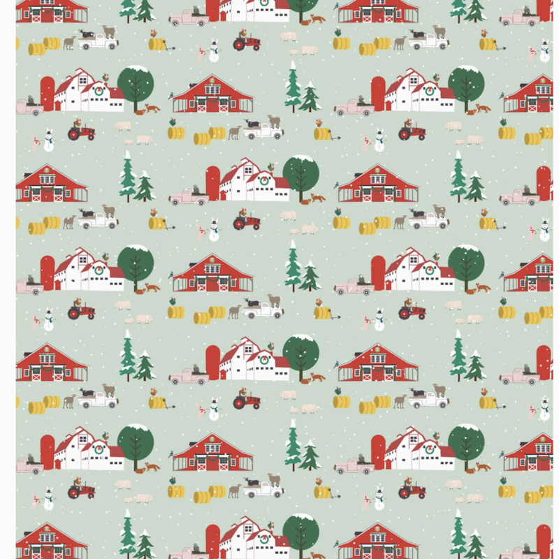 Revel & Co. Holiday Wrapping Paper Roll - Farm in Winter