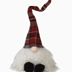 Faire (Bright Ideas Christmas Collection) Sitting Plush Red/Grey Plaid Santa Gnome