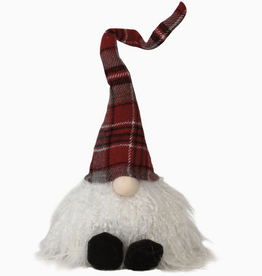 Faire (Bright Ideas Christmas Collection) Sitting Plush Red/Grey Plaid Santa Gnome