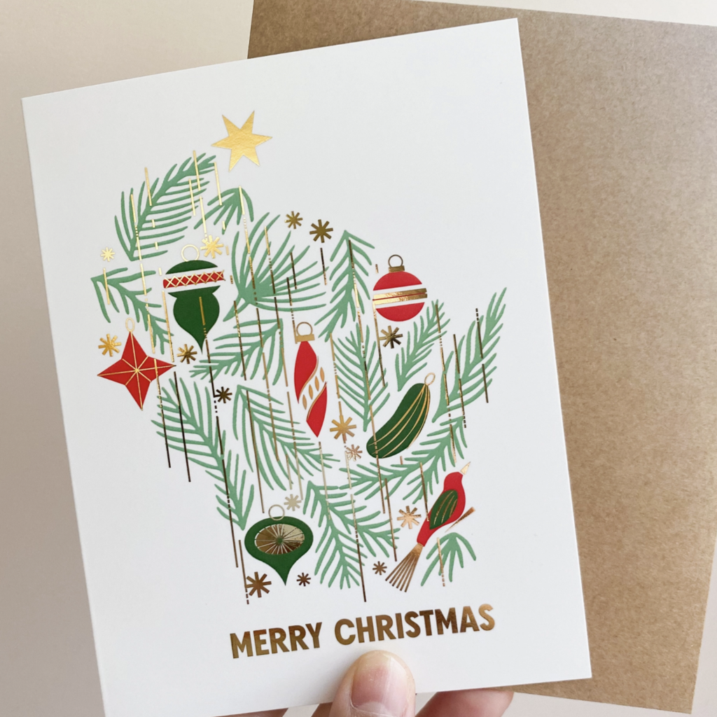 Bottlebrush Graphics Wisconsin Merry Christmas Card