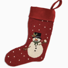 Volume One Hooked Wool Stocking - Holly Snowman