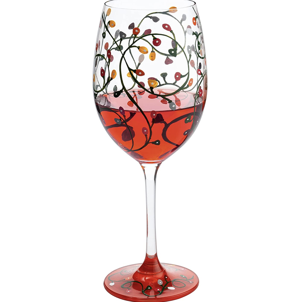 Khen Glassware Stemmed  Wine Glass - Christmas Lights
