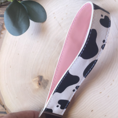 South Coast Sewn Cow Print Keychain Wristlet Faux Leather - Light Pink