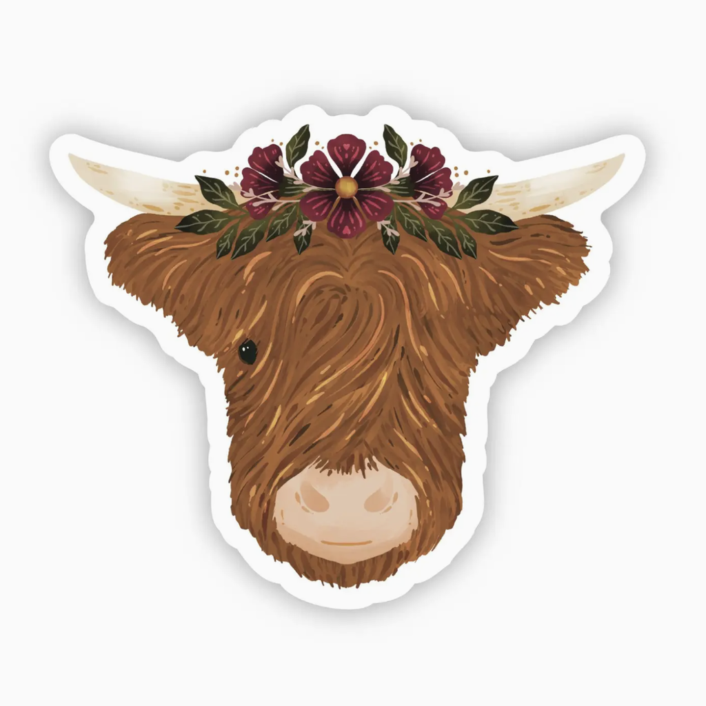 Big Moods (Faire) Highland Cow & Flower Crown Sticker