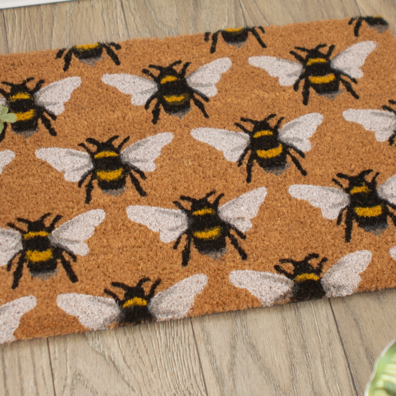 Natural Bee Print Doormat