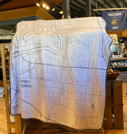 Eau Claire Map Blanket (White & Gray)
