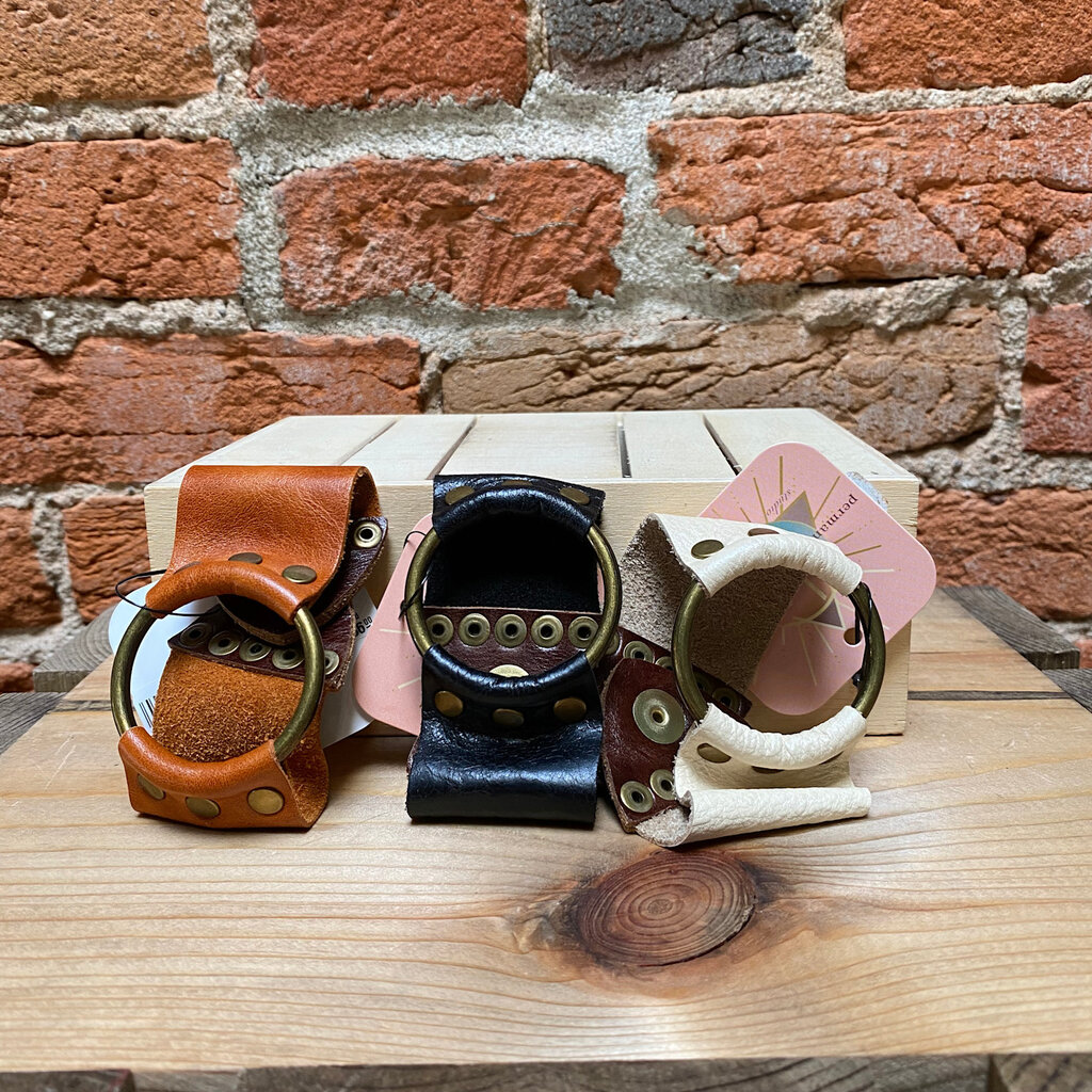 Permanent Baggage Leather Cuff Antiqued Brass Bracelet Assorted