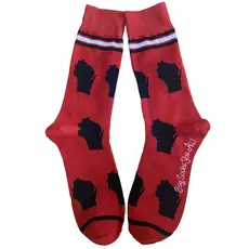 Buy Socks You All Wisconsin Shapes Black and Red Socks