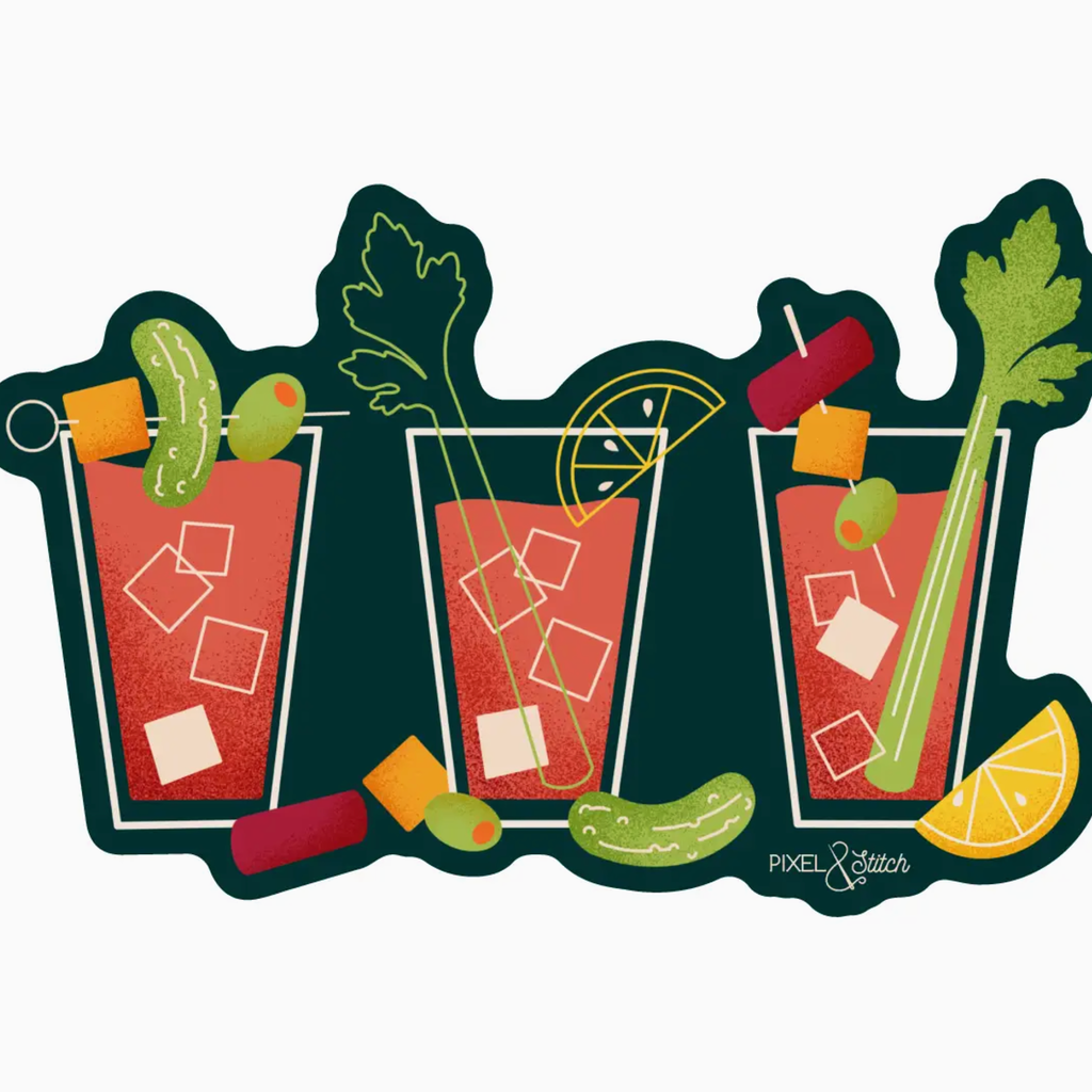 Pixel & Stitch Bloody Mary Drink Glasses Sticker
