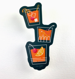 Old Fashioned Stacked Glasses Sticker