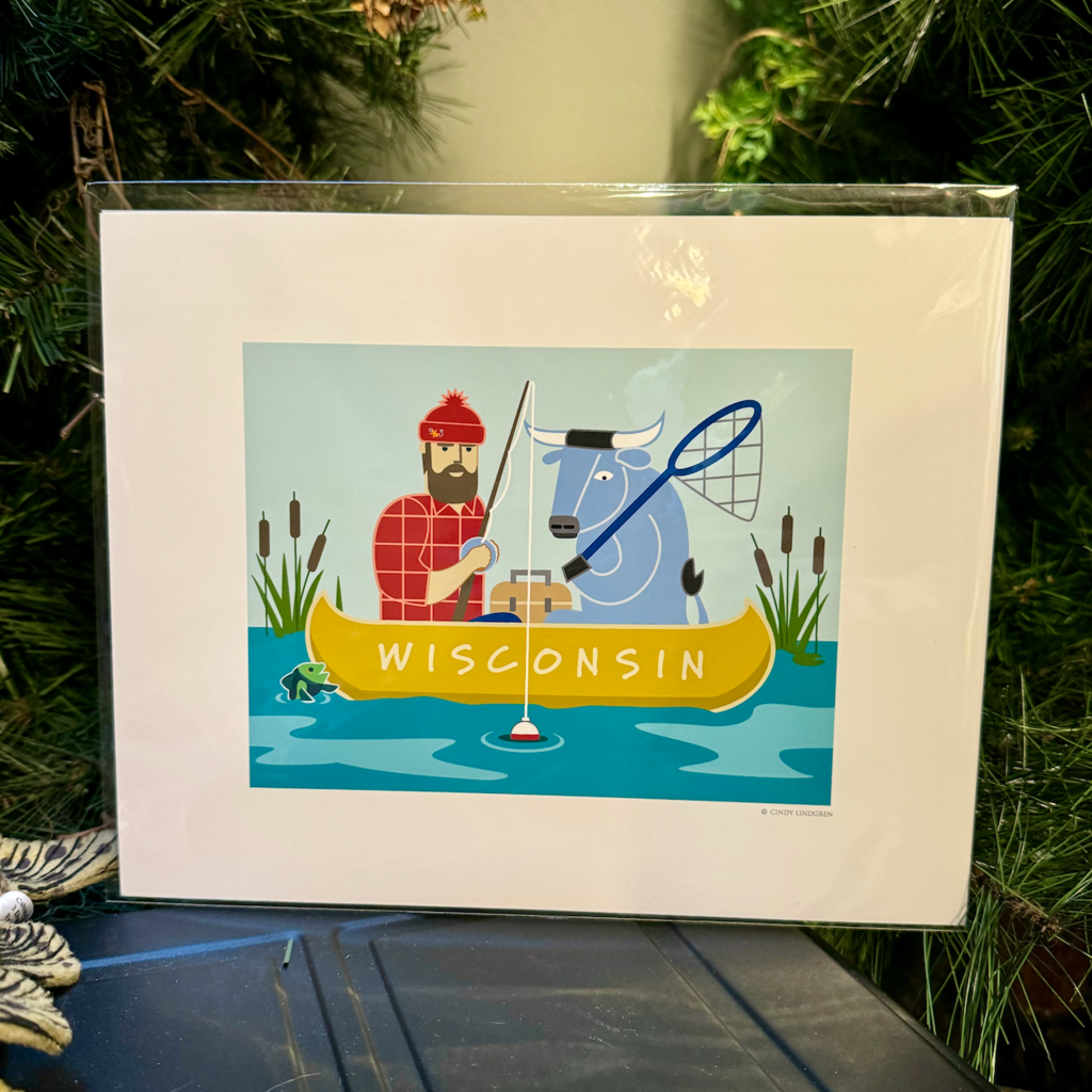 Cindy Lindgren Paul Bunyan Fishing Print (8x10)