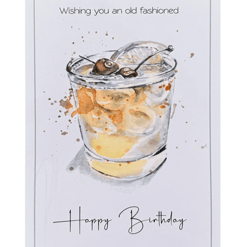 Drink Wisconsinbly Greeting Card: Old Fashioned Happy Birthday watercolor