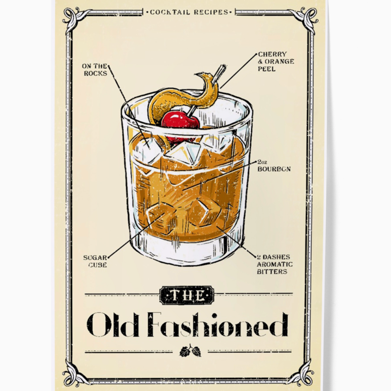 Volume One Prohibition Cocktail Recipe 8x12 Print