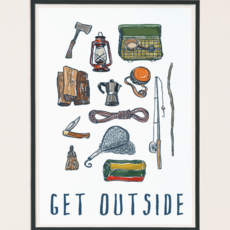 Volume One Camping Gear 'Get Outside' Print 8x10