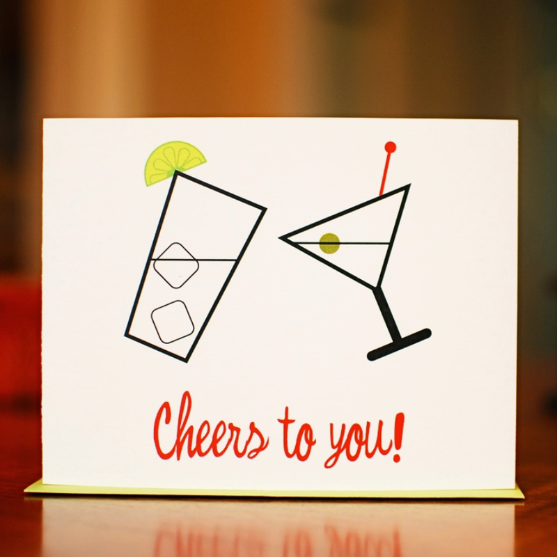 Man vs. George Designs Cheers To You Congratulations Card
