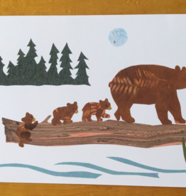CindraArt Greeting Card - Bears on a Log