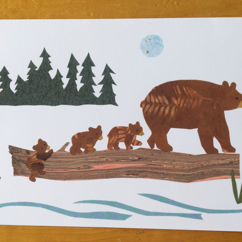 CindraArt Greeting Card - Bears on a Log