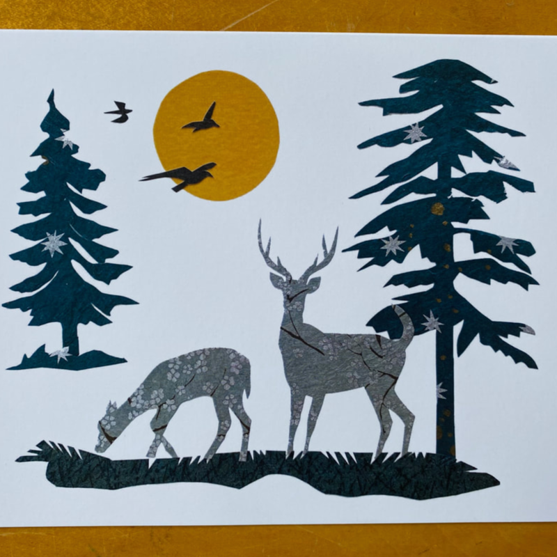 CindraArt Greeting Card - Deer in the Pines