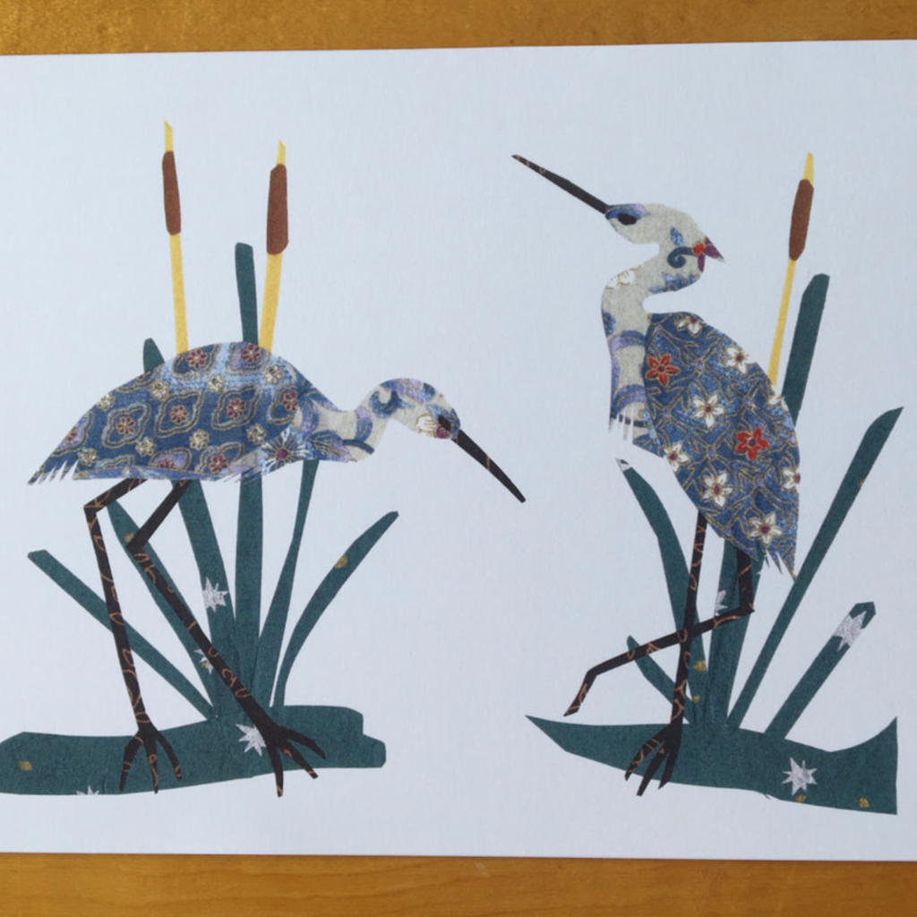 CindraArt Greeting Card - Blue Herons in the Cattails