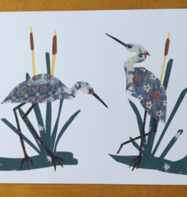 CindraArt Greeting Card - Blue Herons in the Cattails