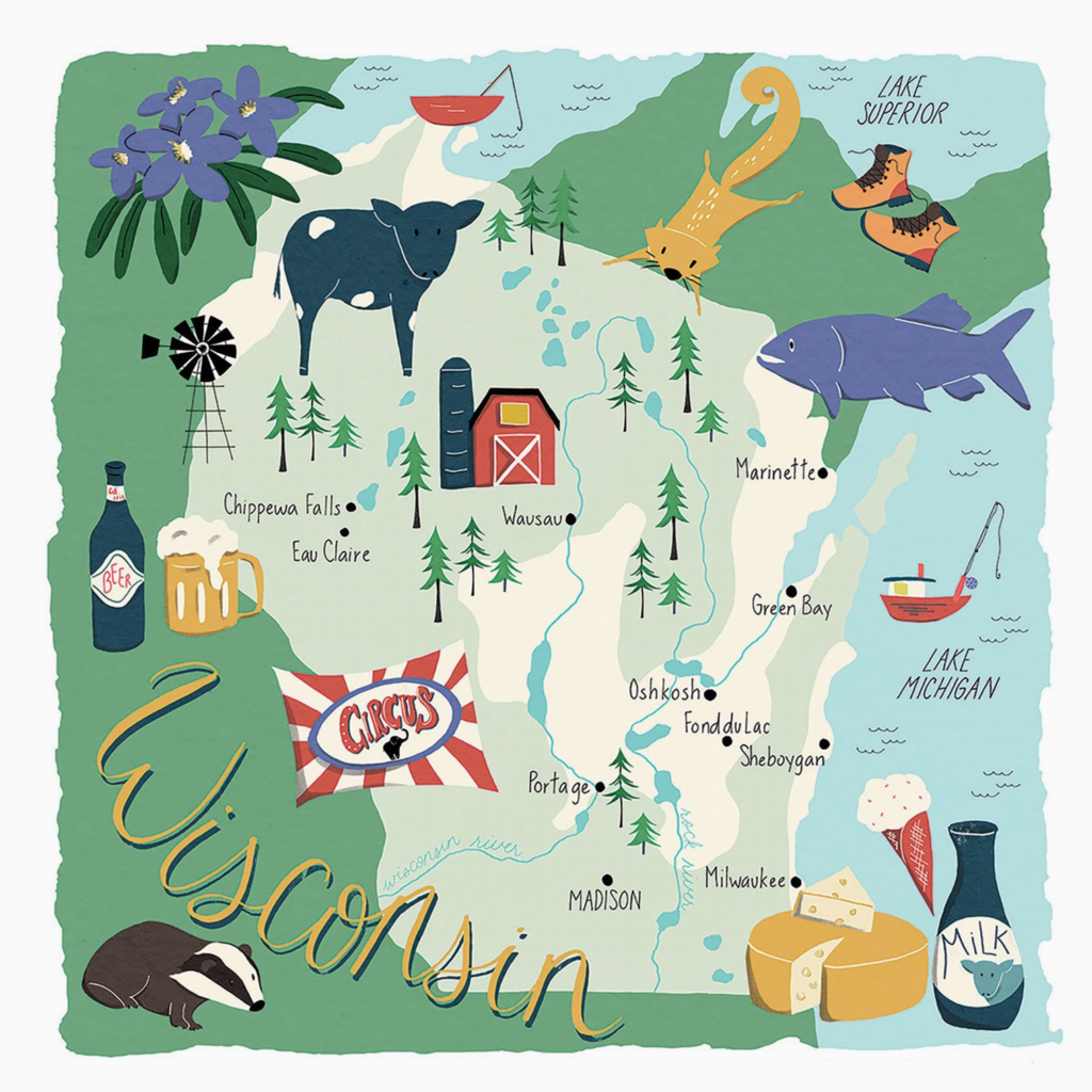 CounterArt and Highland Home (Faire) Wisconsin Home Absorbent Stone Coaster 4pk