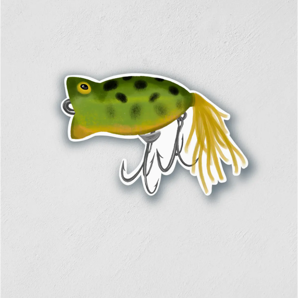 Little Rock Designs Sticker - Green Spotted Fishing Lure