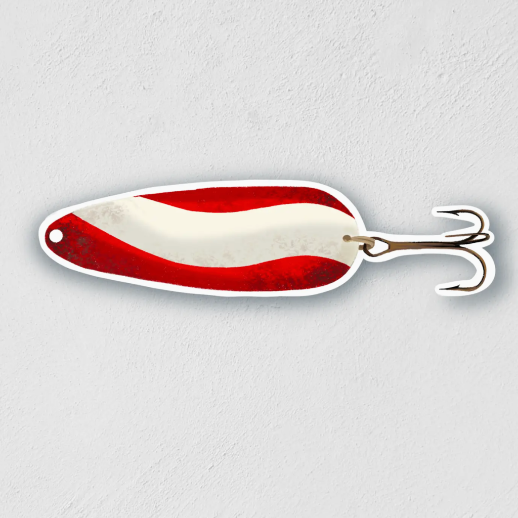 Little Rock Designs Sticker - Red & White Single Hook Fishing Lure