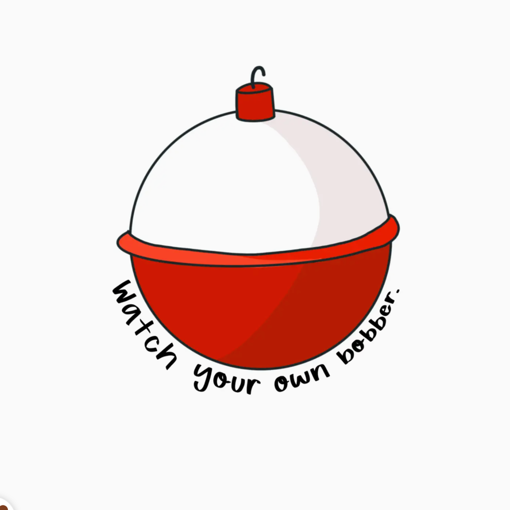 Little Rock Designs Sticker - Round Red & White Bobber