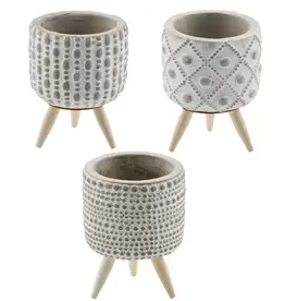 Mini Embossed Planter with Wood Legs - Assorted Patterns